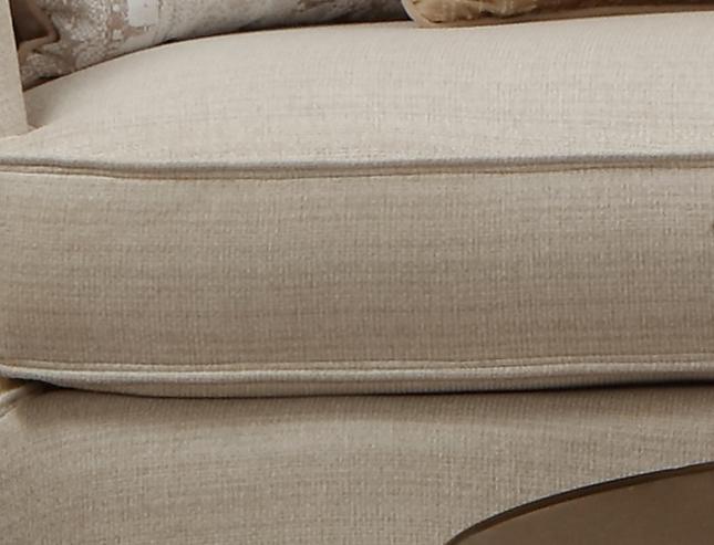 Cora Modern Style Beige Loveseat in Gold finish