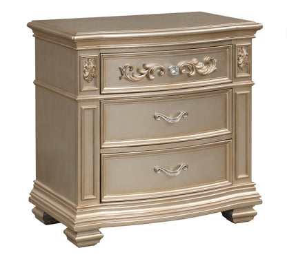 Valentina Traditional Style Nightstand in Gold finish Wood