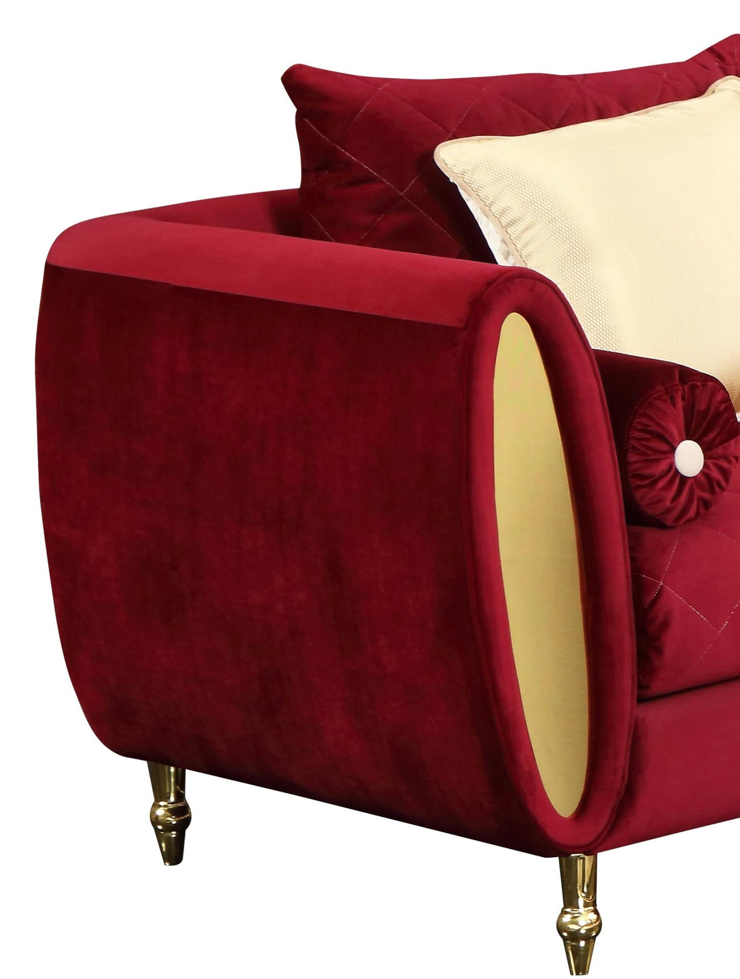 Ruby Modern Style Red Chair with Gold Finish