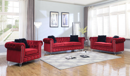 Sahara Modern Style Red Loveseat with Acrylic legs