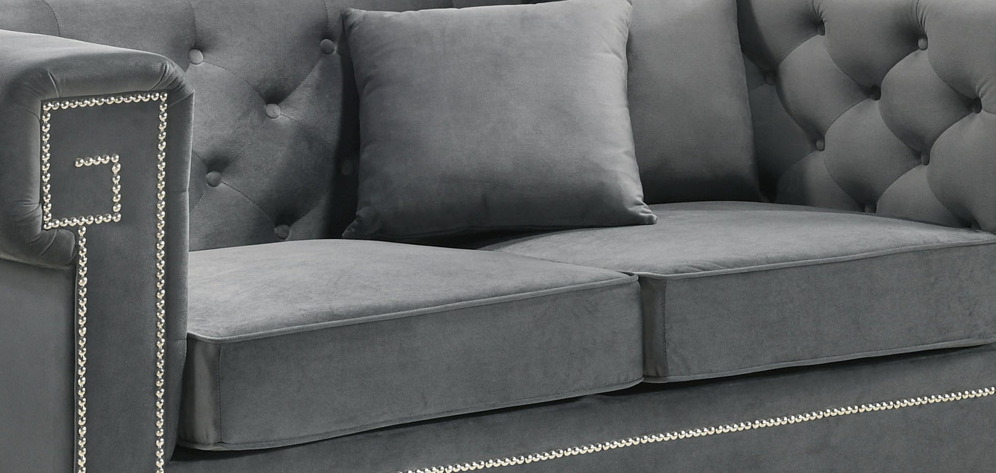 Clover Modern Style Gray Loveseat with Steel Legs