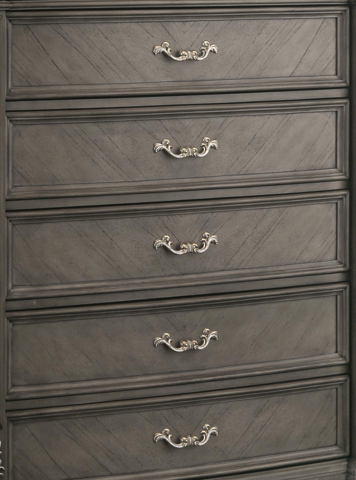 Silvy Transitional Style Chest in Gray finish Wood