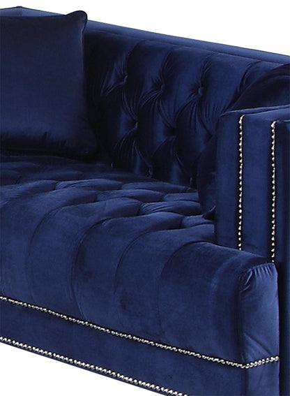 Kendel Blue Modern Style Navy Loveseat with Acrylic Legs