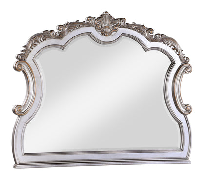 Melrose Transitional Style Mirror in Silver finish Wood