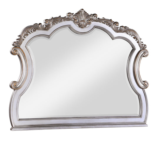 Melrose Transitional Style Mirror in Silver finish Wood