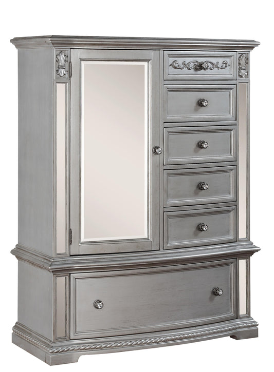 Pamela Traditional Style Chest in Silver finish Wood