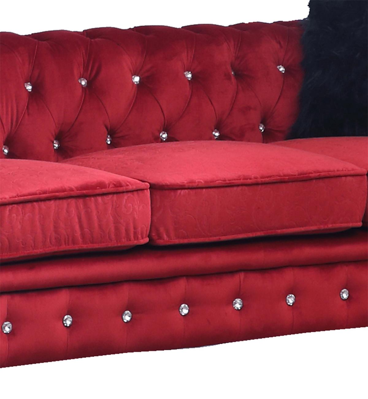 Sahara Modern Style Red Sofa with Acrylic legs