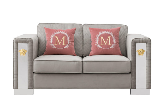 William Modern Style Gray Loveseat with Metal legs