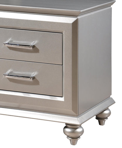 Alia Modern Style Nightstand in Silver finish Wood