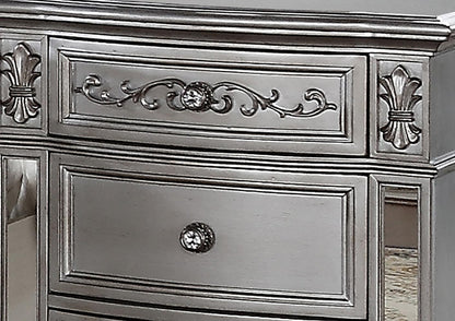 Pamela Transitional Style Nightstand in Silver finish Wood