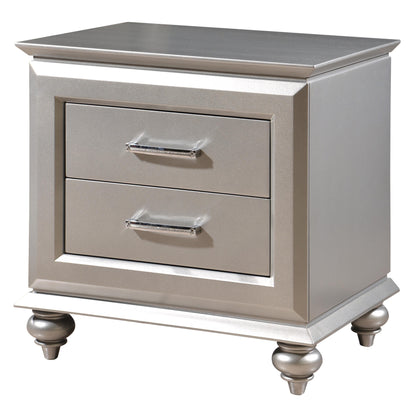 Alia Modern Style Nightstand in Silver finish Wood