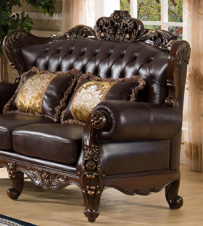 Vanessa Traditional Style Loveseat in Walnut finish Wood