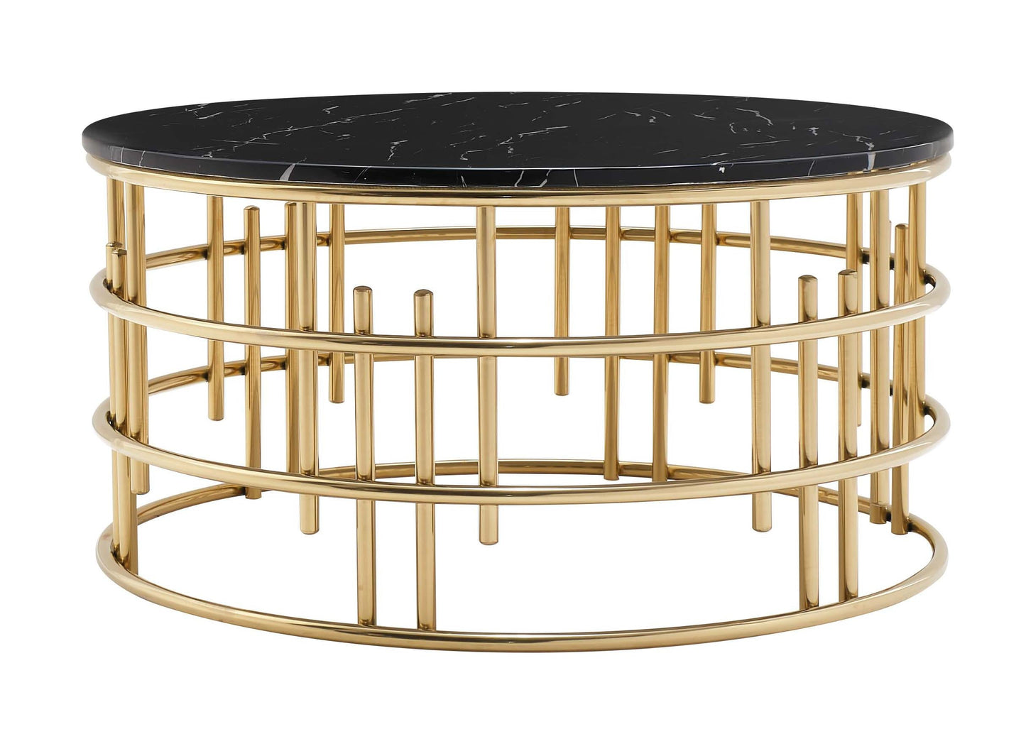 Carissa Modern Style Marble Coffee Table with Metal Base