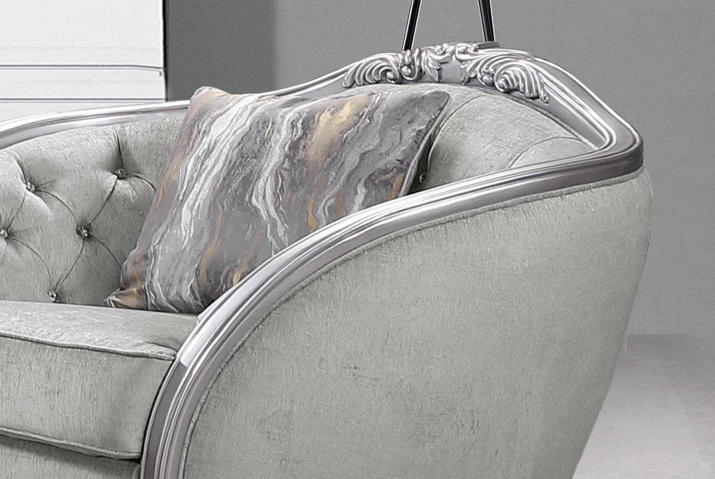 Natalia Transitional Style Chair in Silver finish Wood