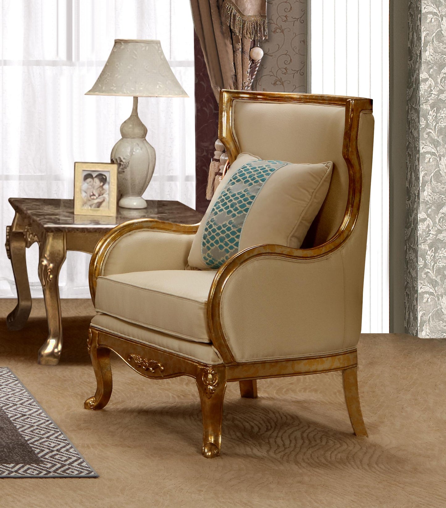 Majestic Transitional Style Chair in Gold finish Wood