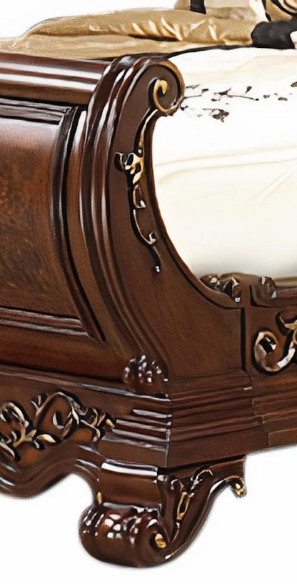 Cleopatra Traditional Style King Bed in Cherry finish Wood