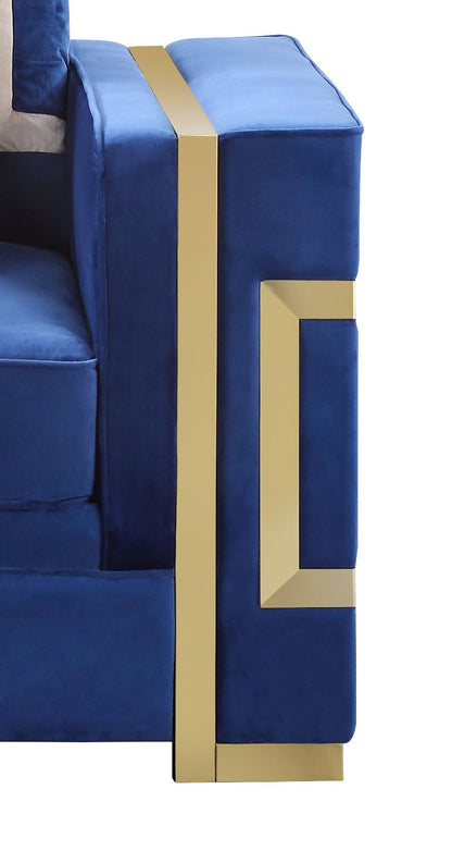 Lawrence Modern Style Navy Chair with Gold Finish