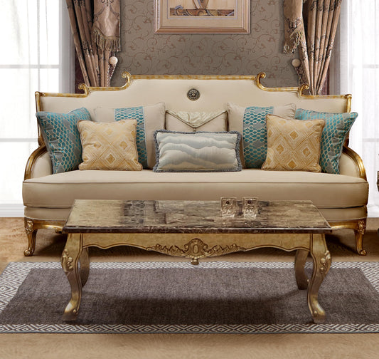 Majestic Transitional Style Sofa in Gold finish Wood