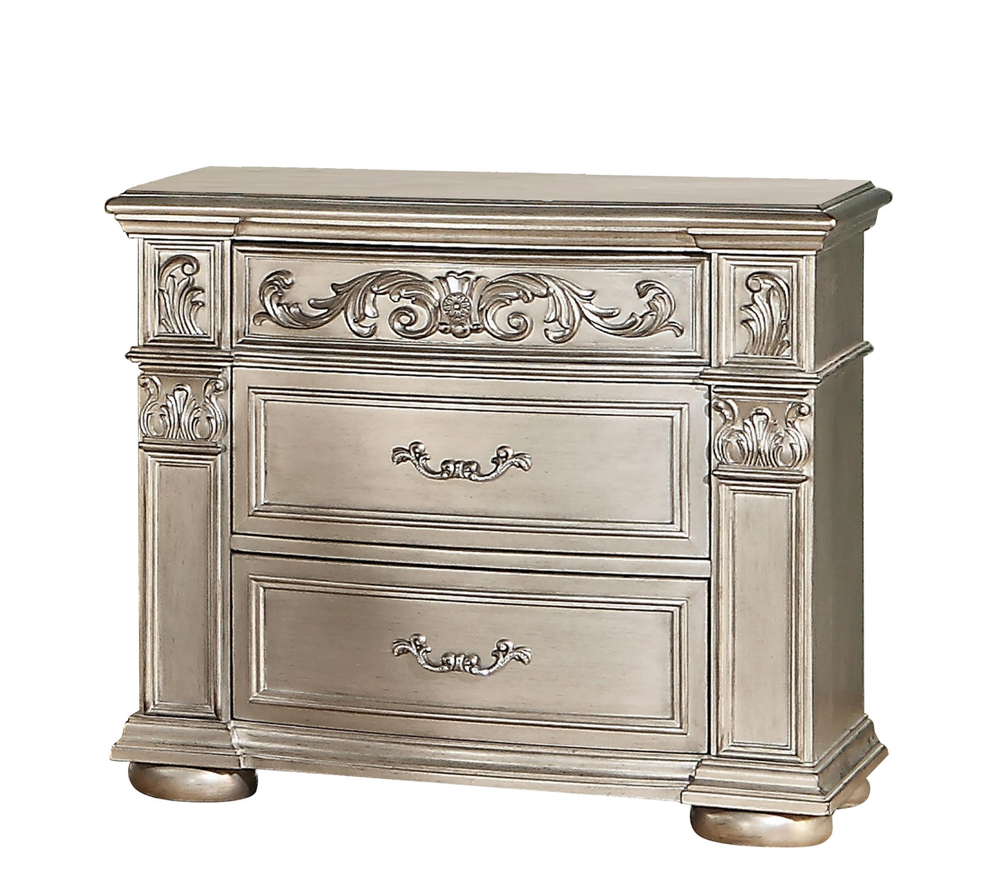 Platinum Traditional Style Nightstand in Gold finish Wood