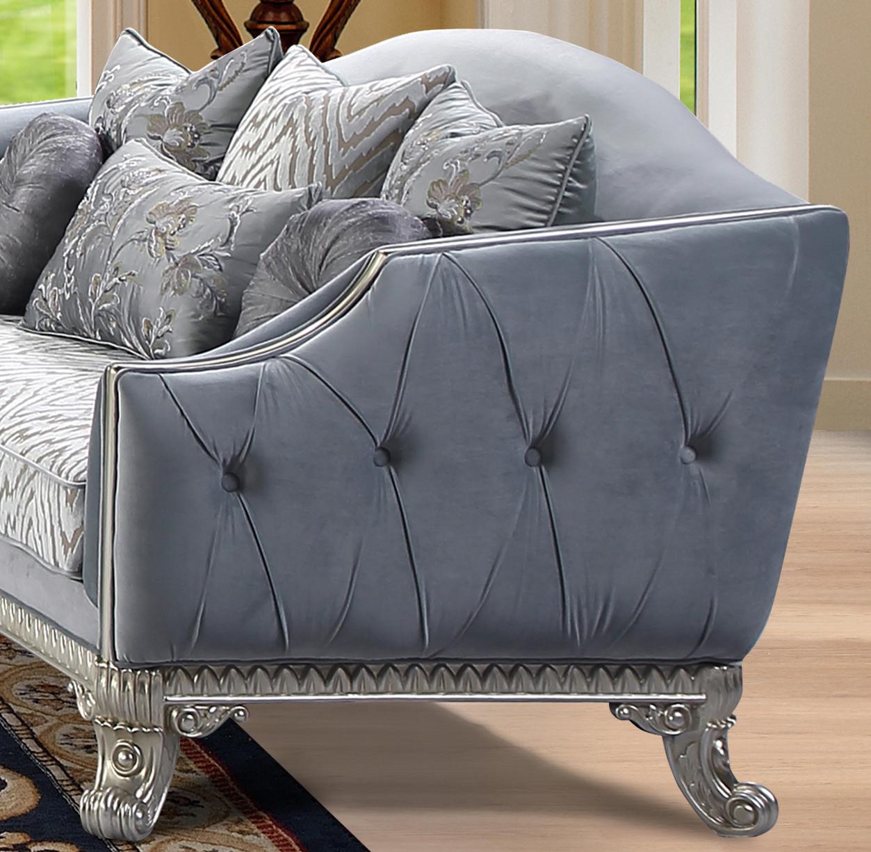 Venus Transitional Style Loveseat in Silver finish Wood