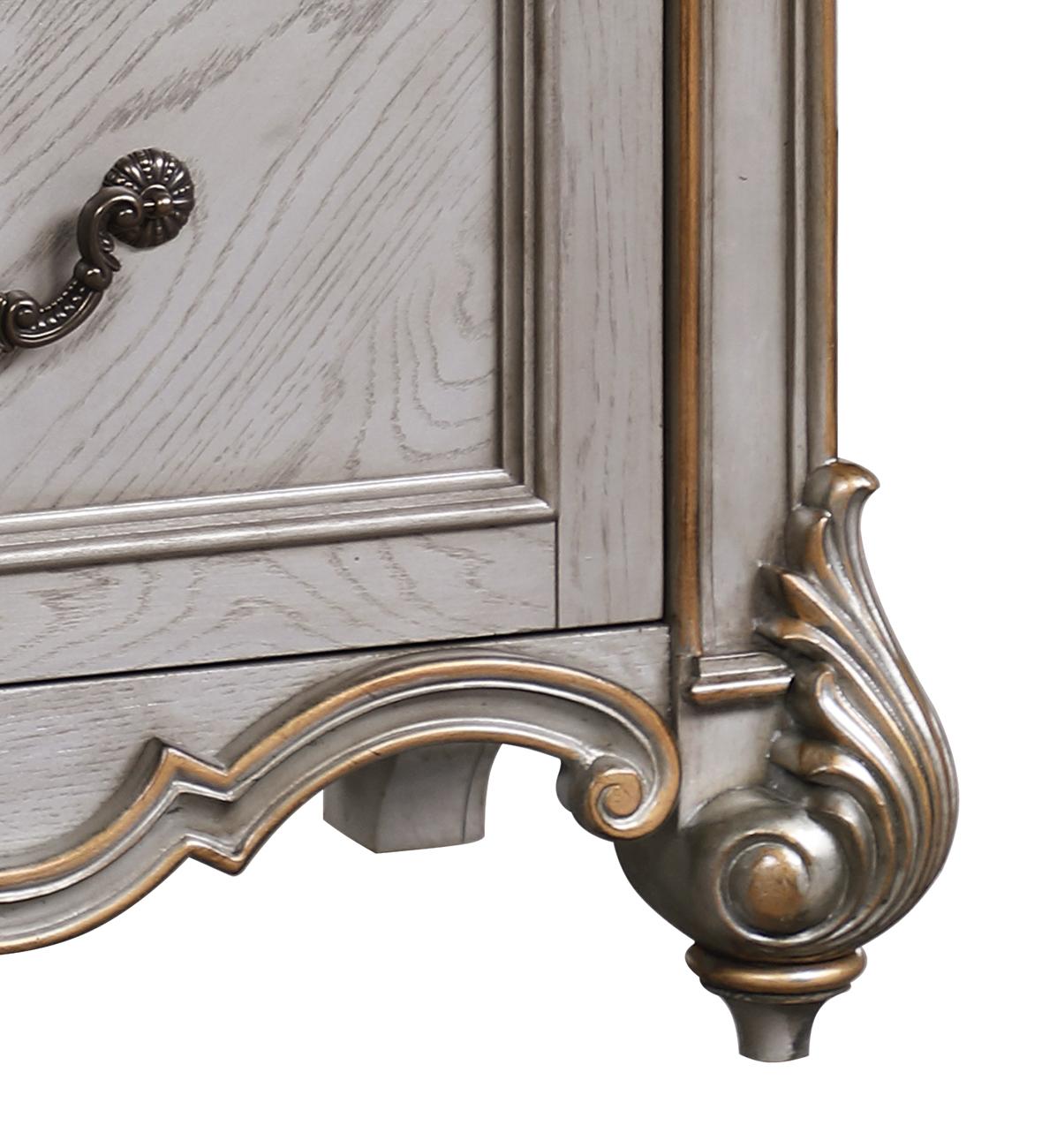 Melrose Transitional Style Nightstand in Silver finish Wood