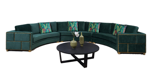 Marco Sectional in Green with Gold Finish