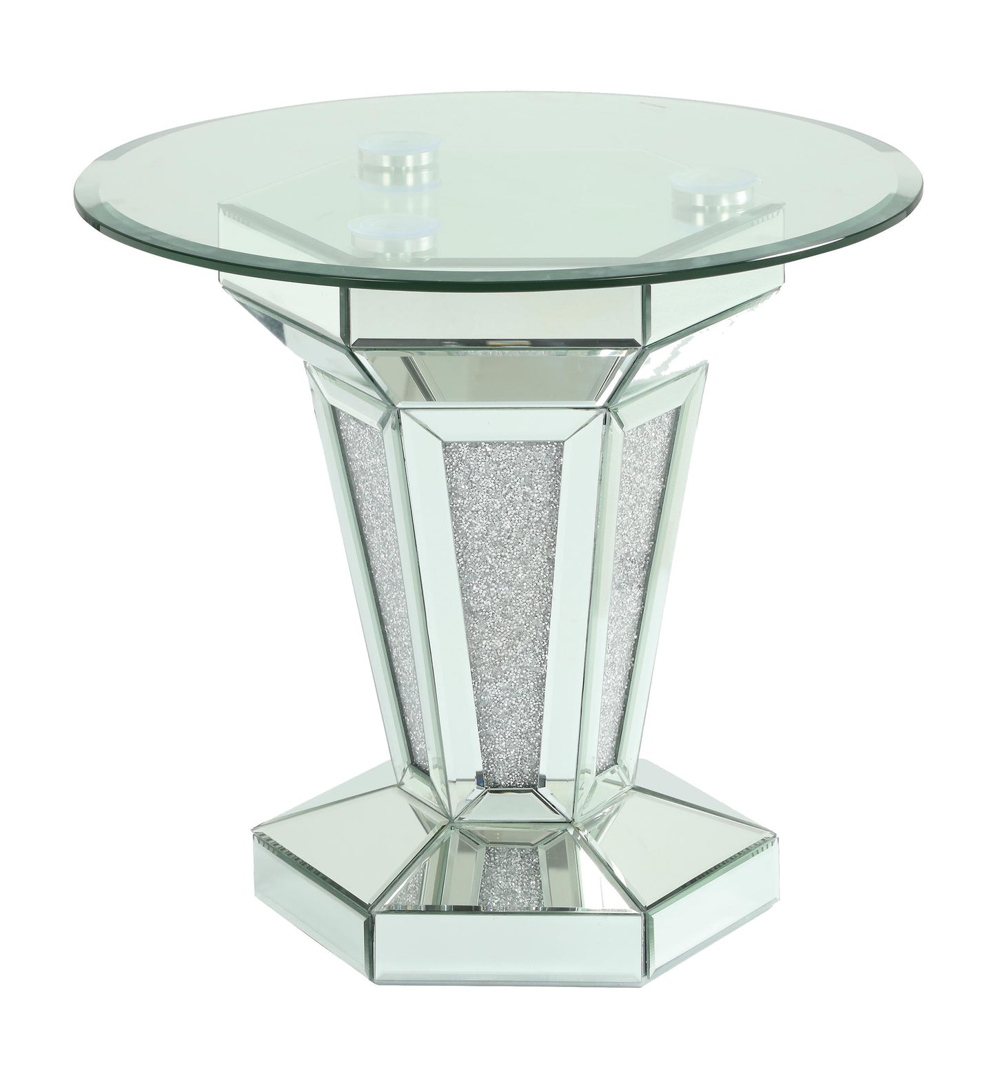 Diva Modern Style Glass End Table with Silver fiinish