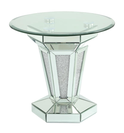 Diva Modern Style Glass End Table with Silver fiinish