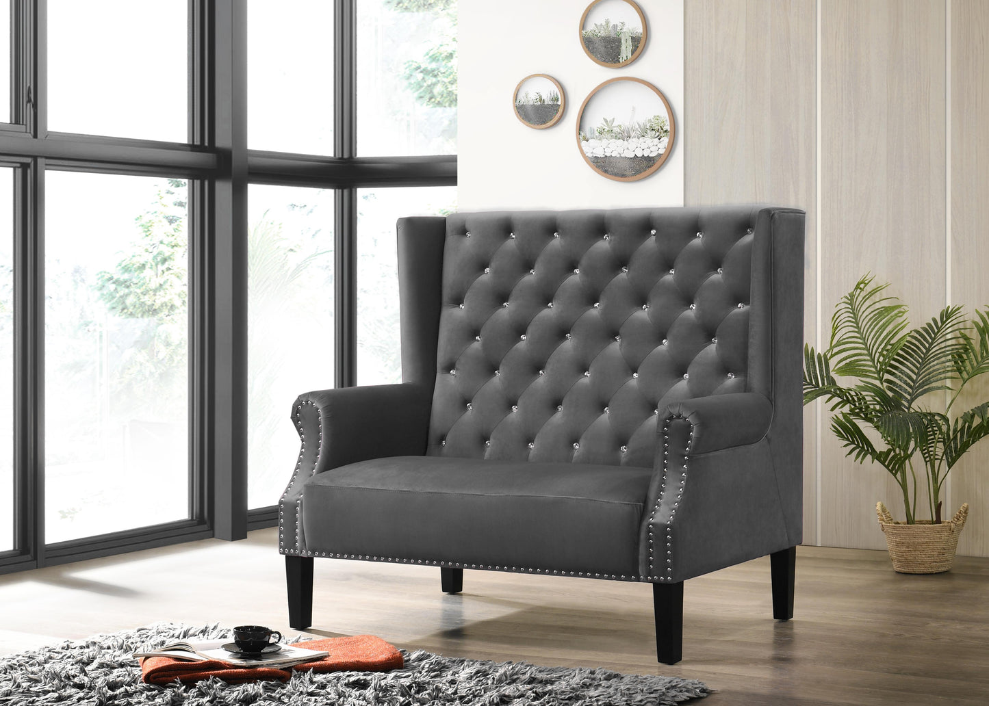 Lexi Transitional Style Silver Accent Chair