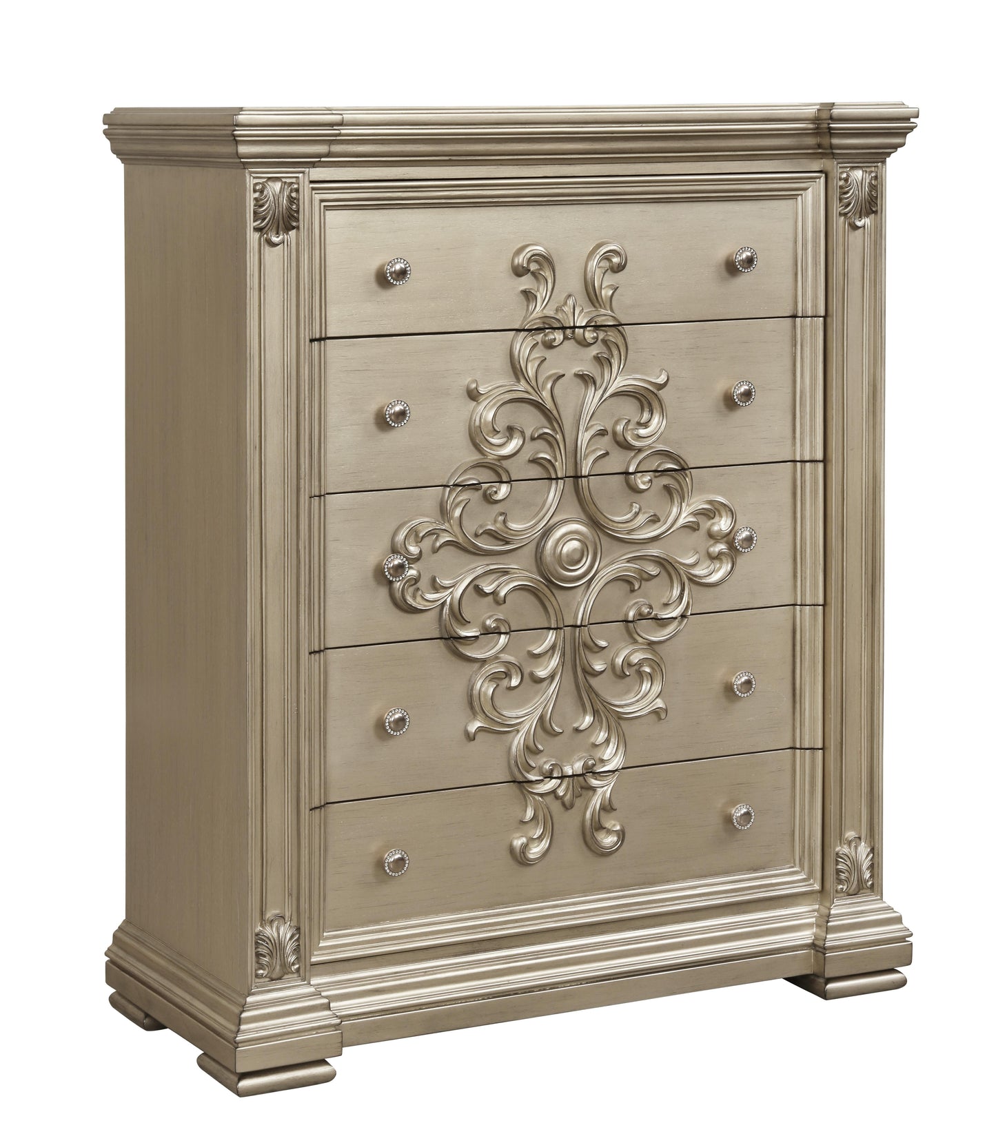 Alicia Transitional Style Chest in Beige finish Wood