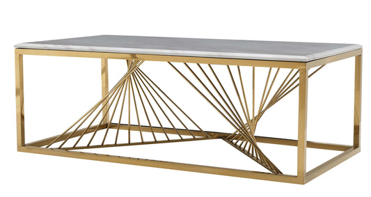 Samira Modern Style Marble Coffee Table with Metal Base