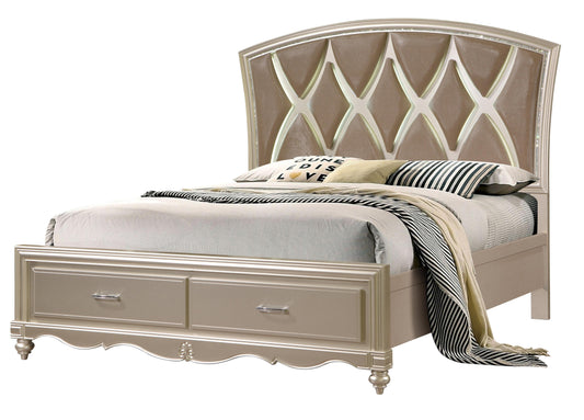 Faisal Transitional Style Queen Bed in Champagne finish Wood