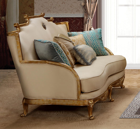 Majestic Transitional Style Loveseat in Gold finish Wood