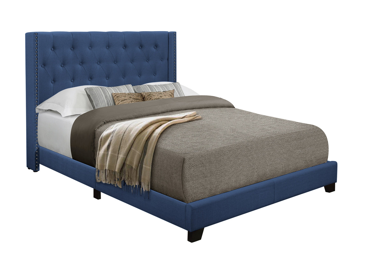 Barzini Blue King Upholstered Bed