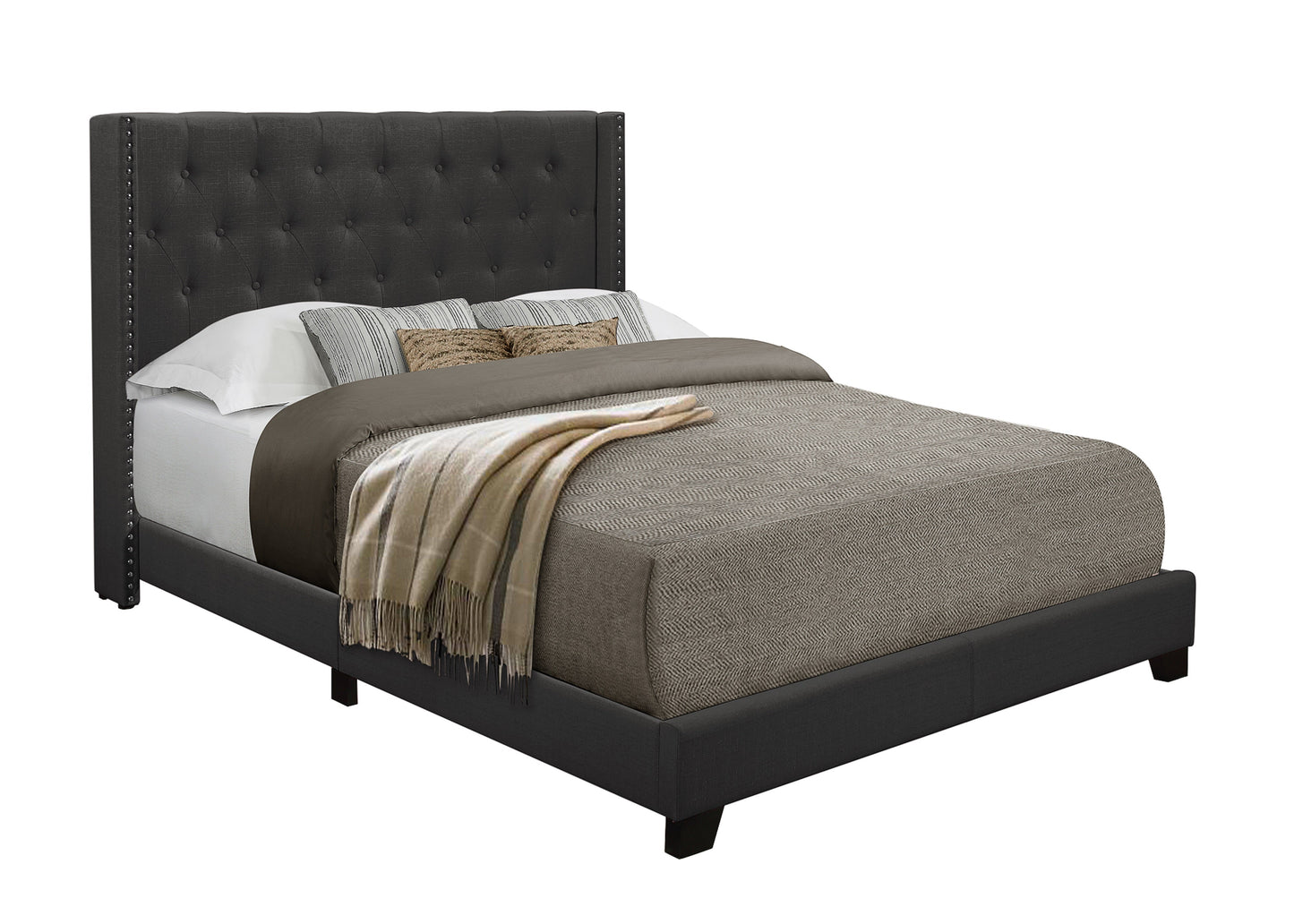 Barzini Dark Gray Queen Upholstered Bed