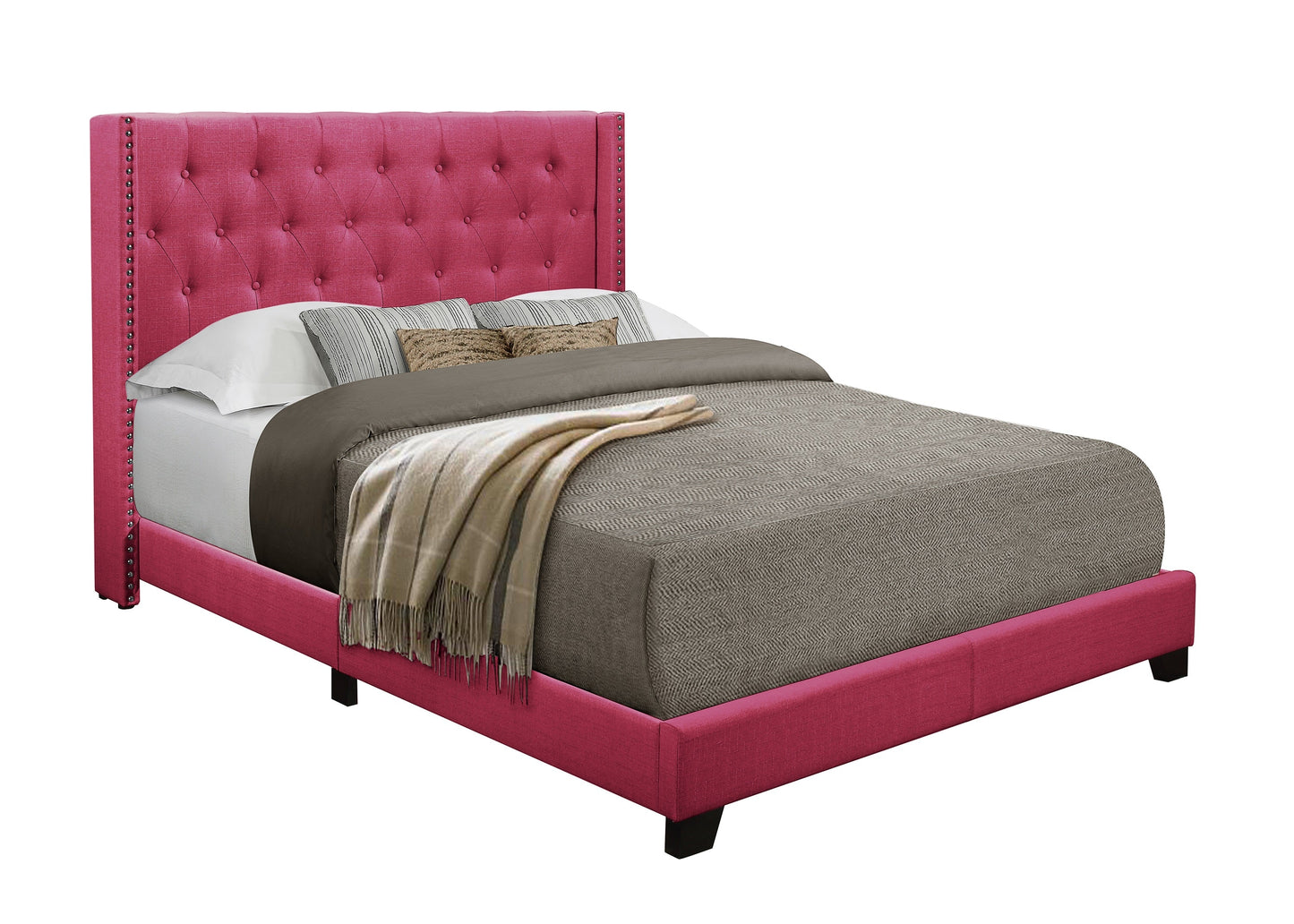 Barzini Pink King Upholstered Bed