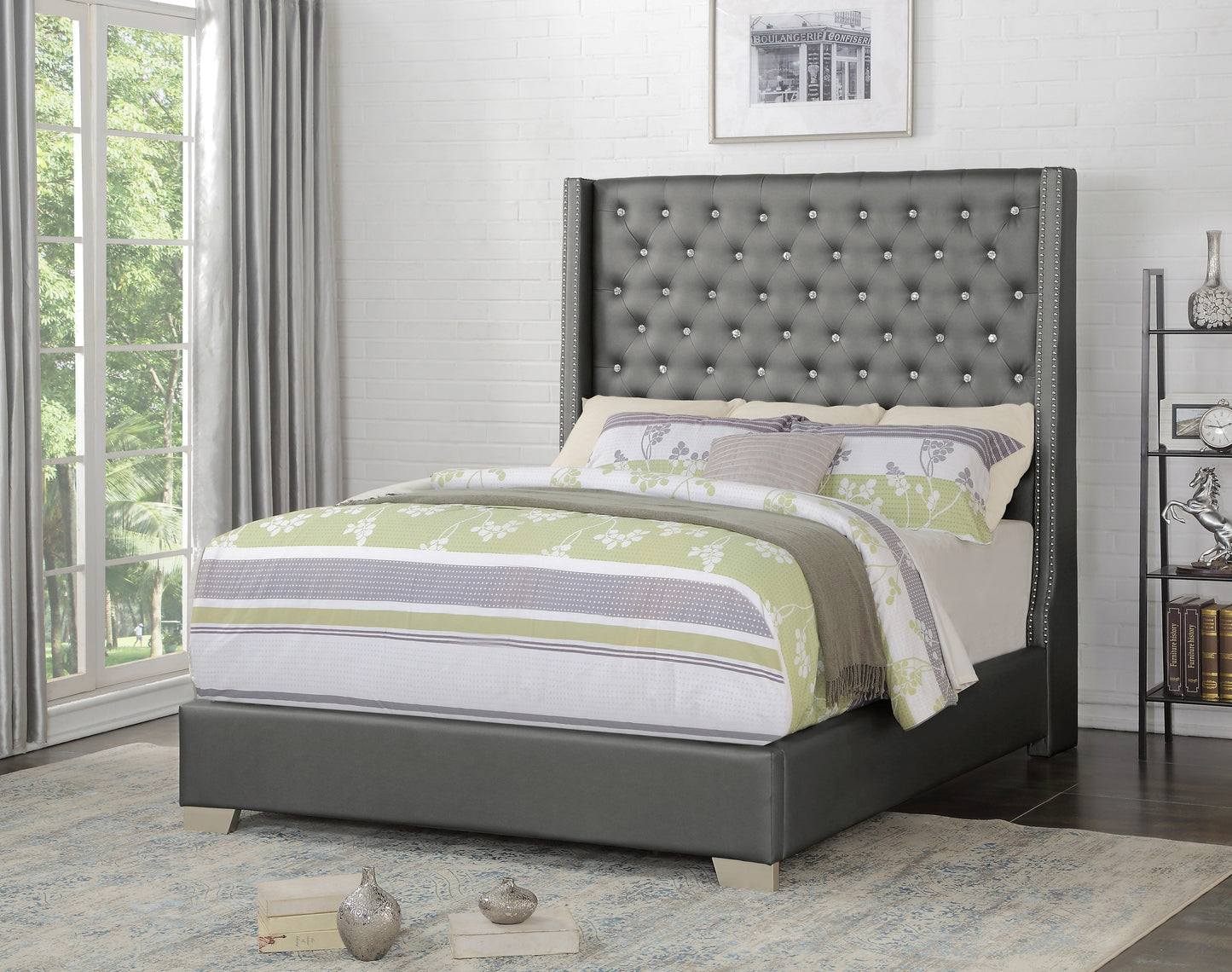 Franco Silver King Upholstered Bed