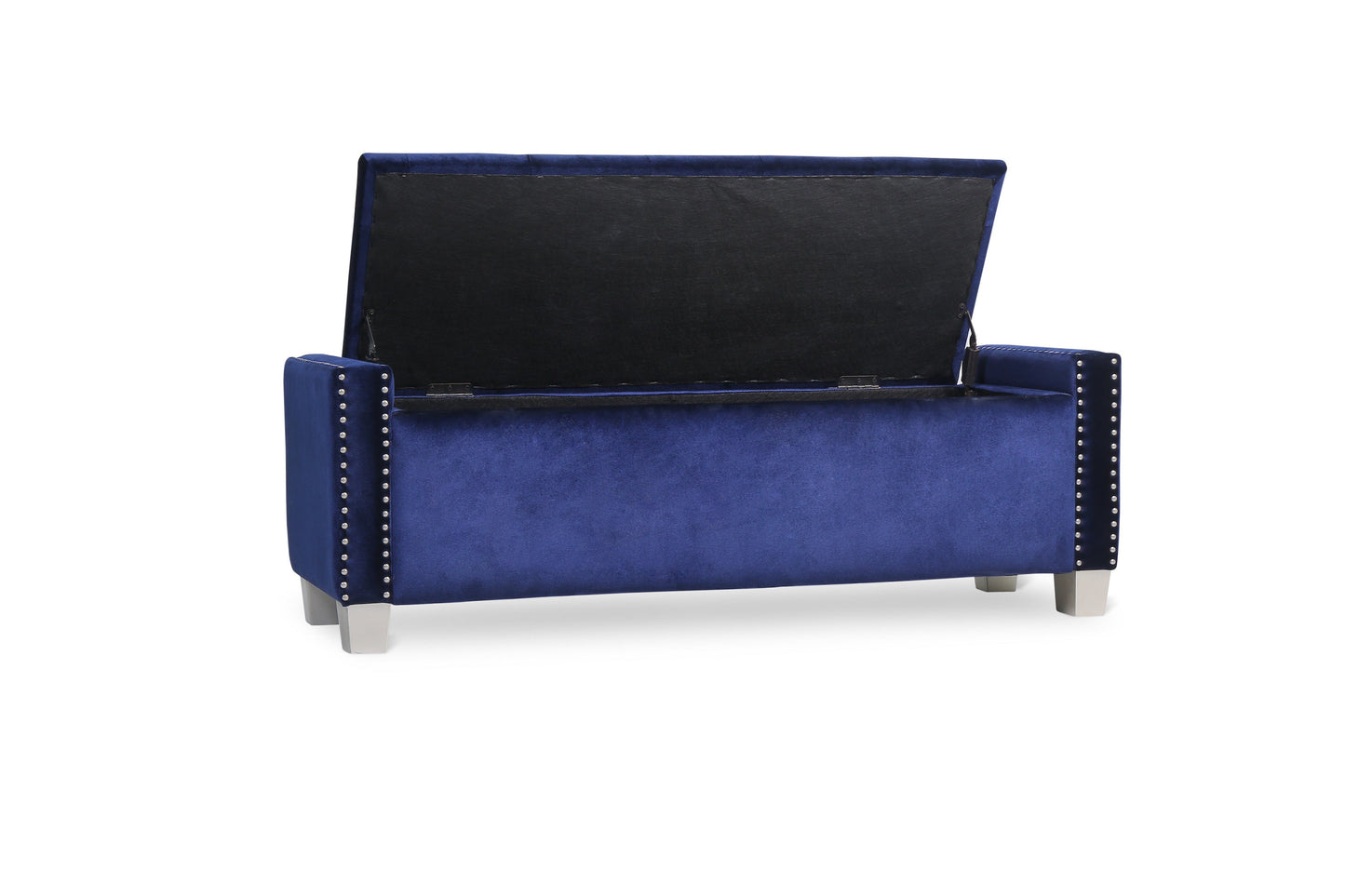 Franco Blue Velvet Storage Bench