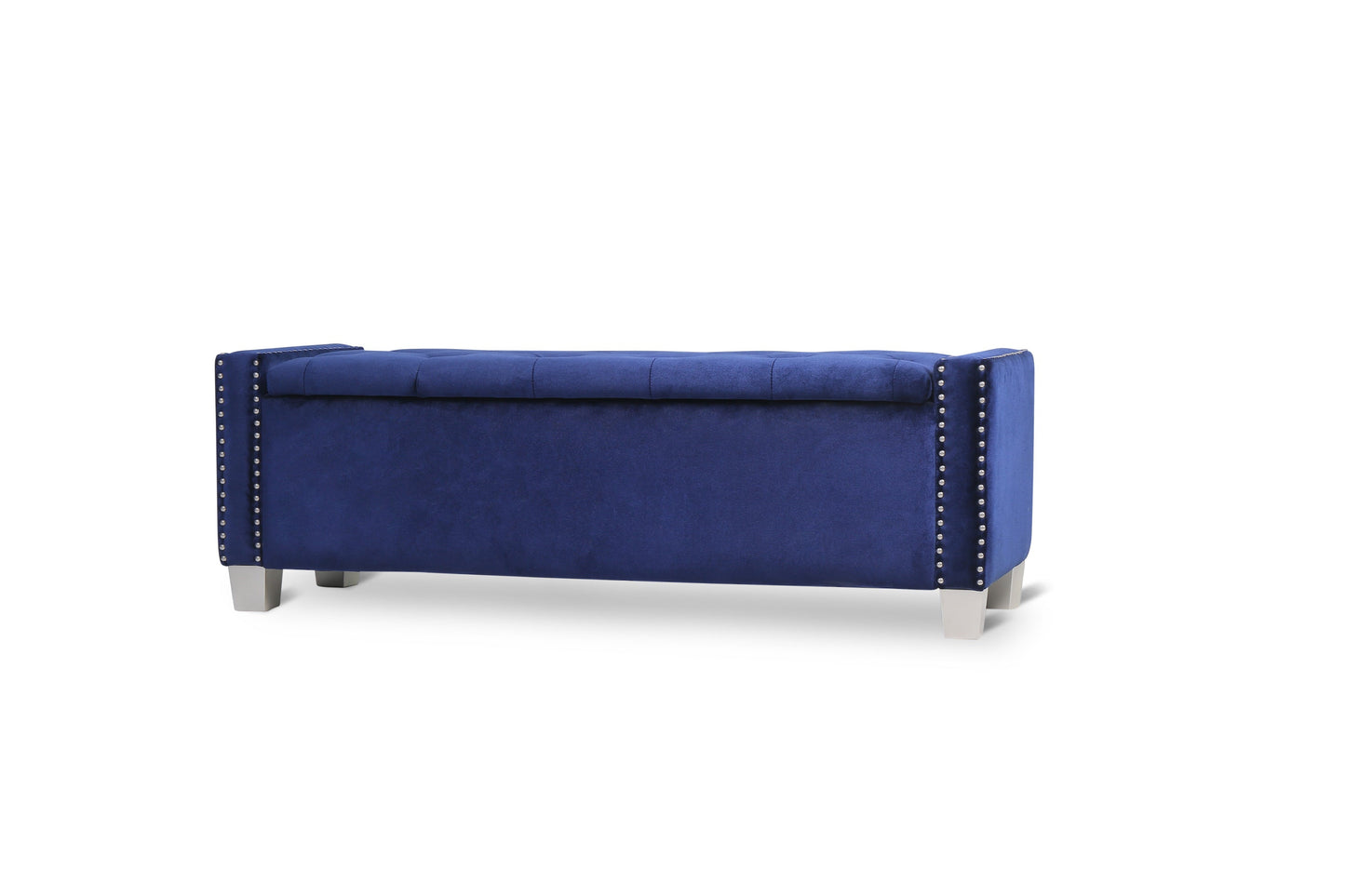 Franco Blue Velvet Storage Bench