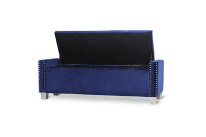 Franco Blue Velvet Storage Bench