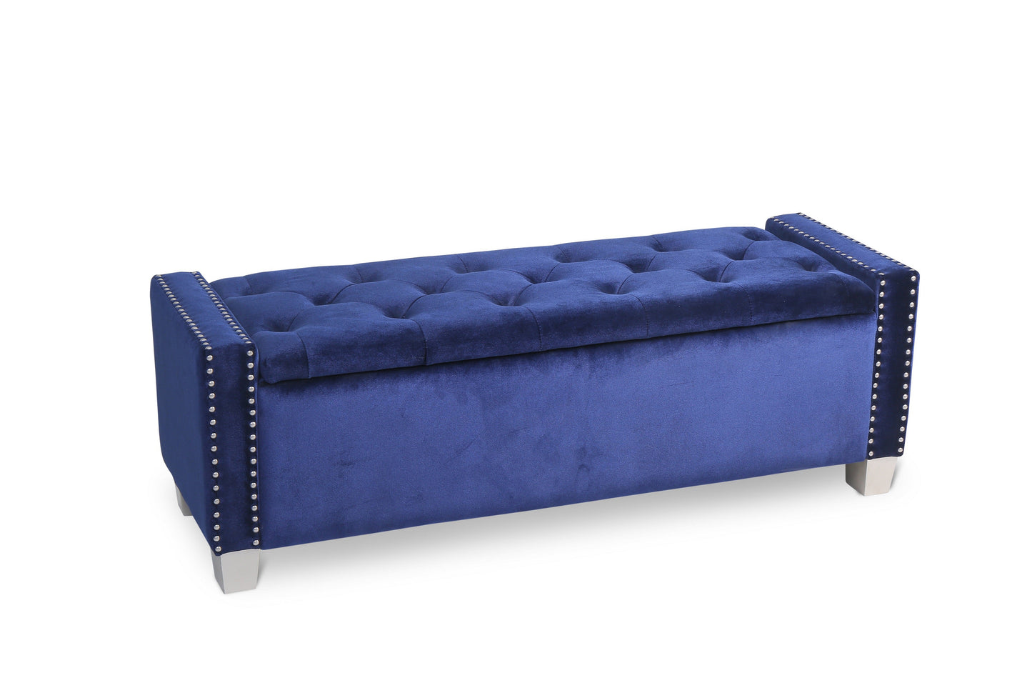 Franco Blue Velvet Storage Bench