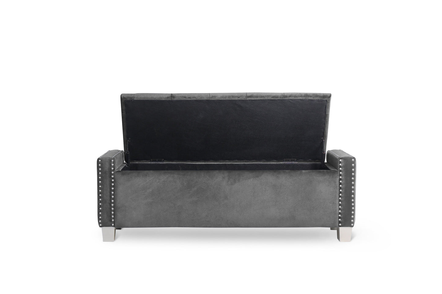 Franco Gray Velvet Storage Bench