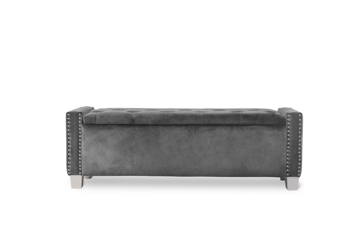 Franco Gray Velvet Storage Bench