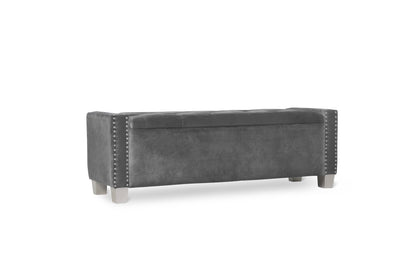 Franco Gray Velvet Storage Bench