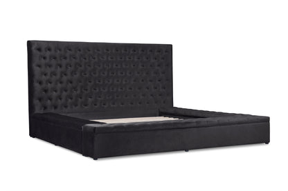 Prague Black Velvet Queen Upholstered Storage Platform Bed