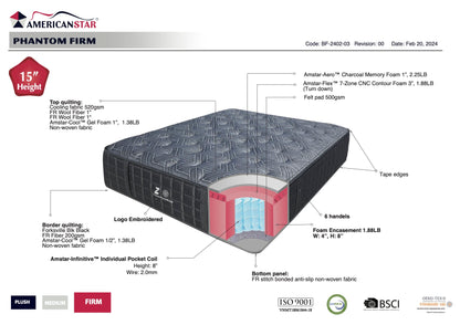 Phantom 15" Firm Cool Hybrid | Mattress on Demand - Mattress on Demand