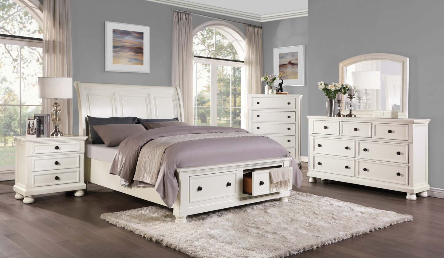 Laurelin White Queen Sleigh Storage Platform Bed