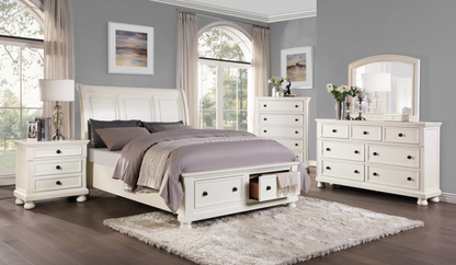 Laurelin White King Sleigh Storage Platform Bed