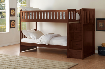 Rowe Dark Cherry Twin/Twin Step Bunk Bed