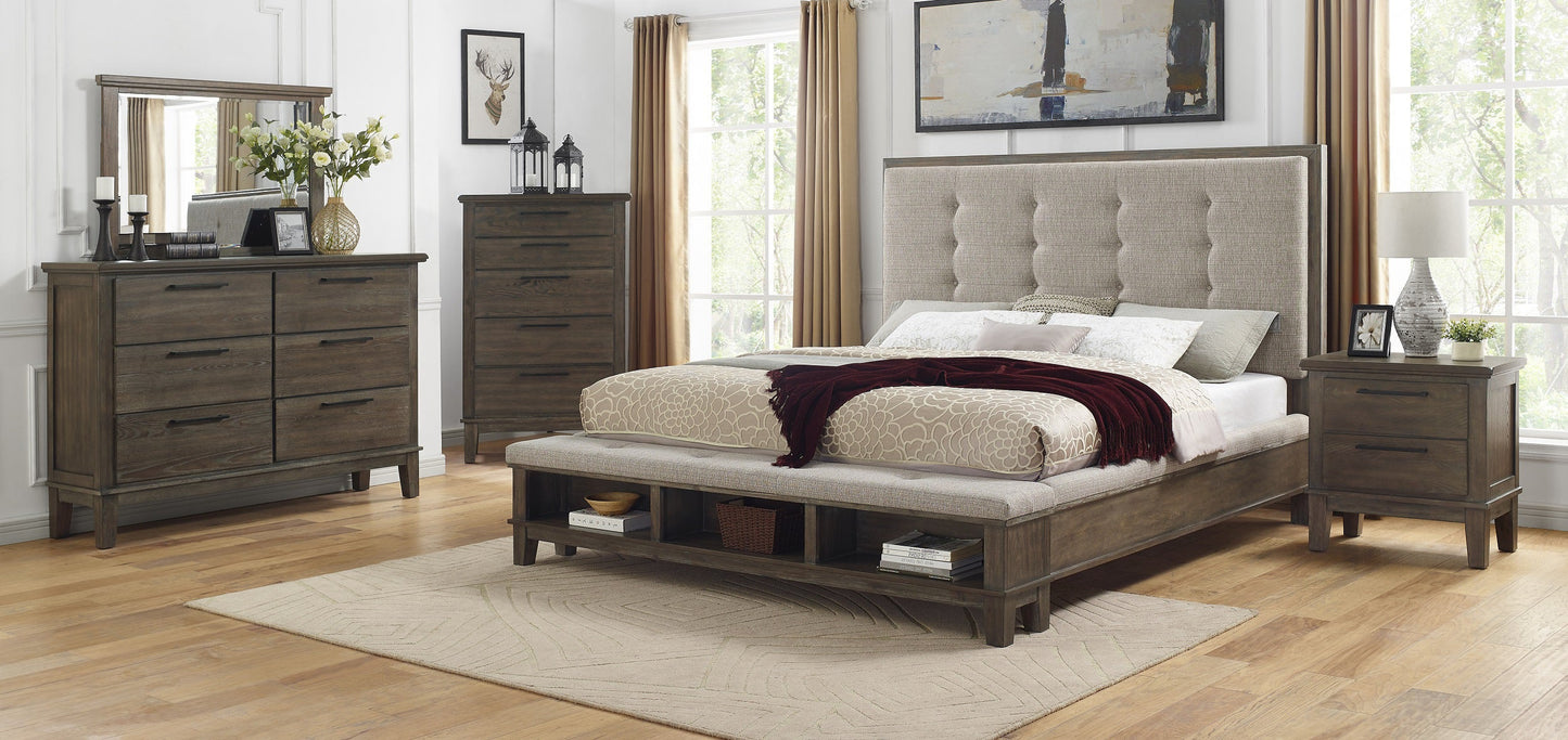 Watson Gray Queen Upholstered Storage Panel Bed